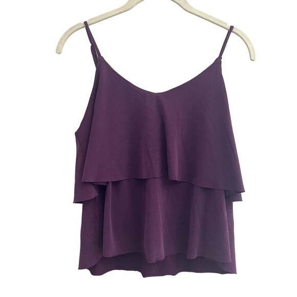 Mudd Tops - Mudd Eggplant Purple Ruffle Cropped Tank-Size Medium